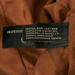Pre Owned Ralph Lauren Brown Leather Leather Button Front Jacket M
