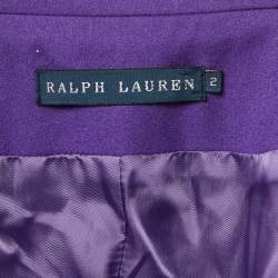 Pre Owned Ralph Lauren Purple Embroidered Wool Single Breasted Blazer S