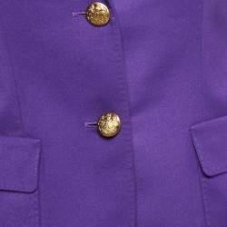 Pre Owned Ralph Lauren Purple Embroidered Wool Single Breasted Blazer S