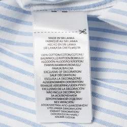 Pre Owned Ralph Lauren White/Blue Stripe Cotton Half Sleeve Shirt M
