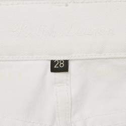 Pre Owned Ralph Lauren Black Label White Logo Embroidered Denim Jeans M Waist 28"