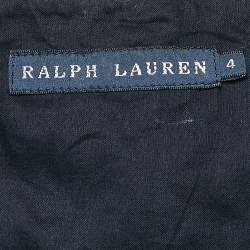 Pre Owned Ralph Lauren Navy Blue Logo Applique Cotton Single Breasted Blazer S