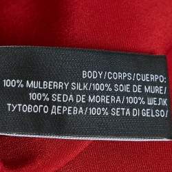 Pre Owned Ralph Lauren Red Silk Cape Detail Top M