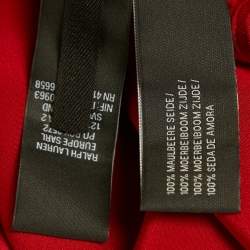 Pre Owned Ralph Lauren Red Silk Cape Detail Top M