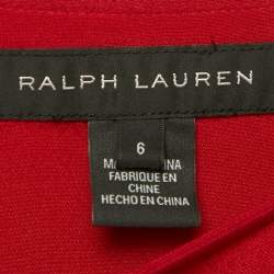 Pre Owned Ralph Lauren Red Silk Cape Detail Top M