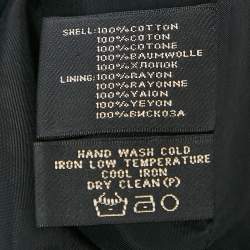 Ralph Lauren Black Cotton Single Breasted High Neck Coat M