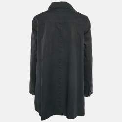 Ralph Lauren Black Cotton Single Breasted High Neck Coat M