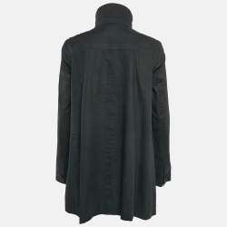 Ralph Lauren Black Cotton Single Breasted High Neck Coat M