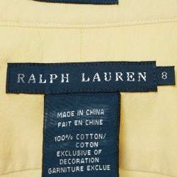 Pre Owned Ralph Lauren Yellow Cotton Slim Fit Button Front Shirt M