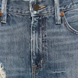 Pre Owned Ralph Lauren Blue Distressed Denim Low Waist Jeans M 33"