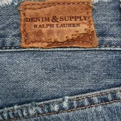 Pre Owned Ralph Lauren Blue Distressed Denim Low Waist Jeans M 33"