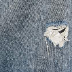 Pre Owned Ralph Lauren Blue Distressed Denim Low Waist Jeans M 33"