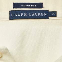 مملوكة مسبقًا Ralph Lauren Cream Cotton Pique Polo T-Shirt L