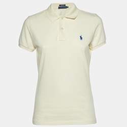 مملوكة مسبقًا Ralph Lauren Cream Cotton Pique Polo T-Shirt L