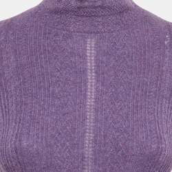 Pre Owned Ralph Lauren Purple Cable Knit Ruffled Sweater S