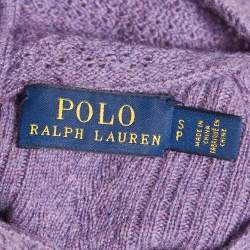 Pre Owned Ralph Lauren Purple Cable Knit Ruffled Sweater S