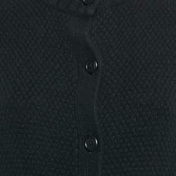 Pre Owned Ralph Lauren Black Cashmere Knit Ruffled Mid-Length Coat L