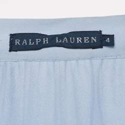 Pre Owned Ralph Lauren Blue Plisse Silk Maxi Skirt S