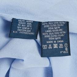 Pre Owned Ralph Lauren Blue Plisse Silk Maxi Skirt S