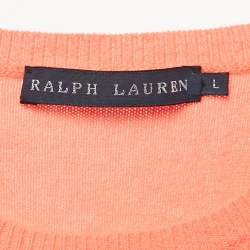 Pre Owned Ralph Lauren Orange Cashmere Crew Neck Sweater L
