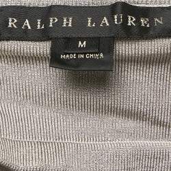 Ralph Lauren Grey Lurex Knit Tie-Up Halter Neck Top M