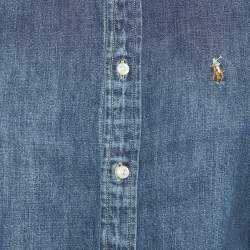 Pre Owned Ralph Lauren Blue Denim Button Front Shirt XS