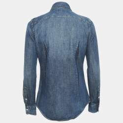 Pre Owned Ralph Lauren Blue Denim Button Front Shirt XS