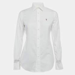 Pre Owned Ralph Lauren White Cotton Button Front Slim Fit Shirt S