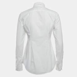 Pre Owned Ralph Lauren White Cotton Button Front Slim Fit Shirt S