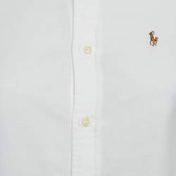 Pre Owned Ralph Lauren White Cotton Button Front Slim Fit Shirt S