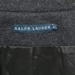 Pre Owned Ralph Lauren Grey Felt Wool Crest Detail Blazer M