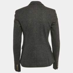 Pre Owned Ralph Lauren Grey Felt Wool Crest Detail Blazer M