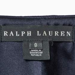 Pre Owned Ralph Lauren Navy Blue Wool & Linen Pencil Skirt M