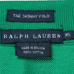 Pre Owned Ralph Lauren Green Logo Embroidered Cotton Skinny Polo T-Shirt XS