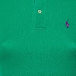 Pre Owned Ralph Lauren Green Logo Embroidered Cotton Skinny Polo T-Shirt XS