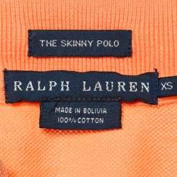 Pre Owned Ralph Lauren Orange Logo Embroidered Cotton Skinny Polo T-Shirt XS