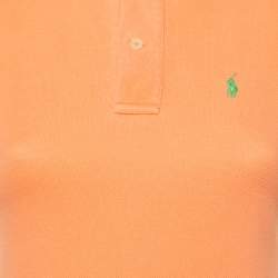 Pre Owned Ralph Lauren Orange Logo Embroidered Cotton Skinny Polo T-Shirt XS