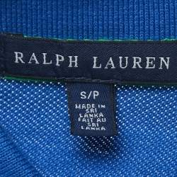 Pre Owned Ralph Lauren Blue Logo Embroidered Cotton Pique Polo T-Shirt S
