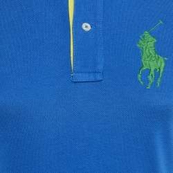Pre Owned Ralph Lauren Blue Logo Embroidered Cotton Pique Polo T-Shirt S