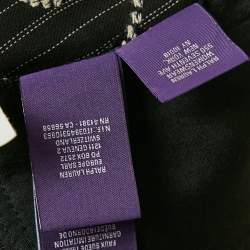 Ralph Lauren Black Embroidered Stripe Wool Wide-Leg Trousers M