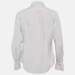 Pre Owned Ralph Lauren White Ruffled Cotton Long Sleeve Shirt M