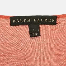 Ralph Lauren Orange Silk and Cashmere Long Sleeve Sweater Top L