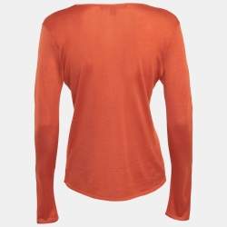 Ralph Lauren Orange Silk and Cashmere Long Sleeve Sweater Top L