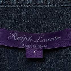 Pre Owned Ralph Lauren Navy Blue Painted Detail Denim Shirt S