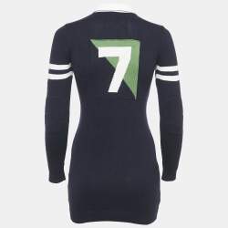 Pre Owned Ralph Lauren Navy Blue Cotton Knit Polo Sweater Dress L