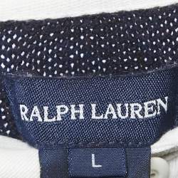 Pre Owned Ralph Lauren Navy Blue Cotton Knit Polo Sweater Dress L