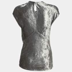 Pre Owned Ralph Lauren Silver Velvet Top S
