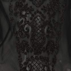 Pre Owned Ralph Lauren Black Mesh Embellished Top M