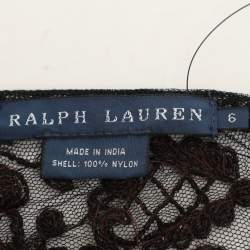 Pre Owned Ralph Lauren Black Mesh Embellished Top M