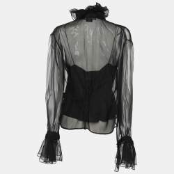 Pre Owned Ralph Lauren Black Silk Top M